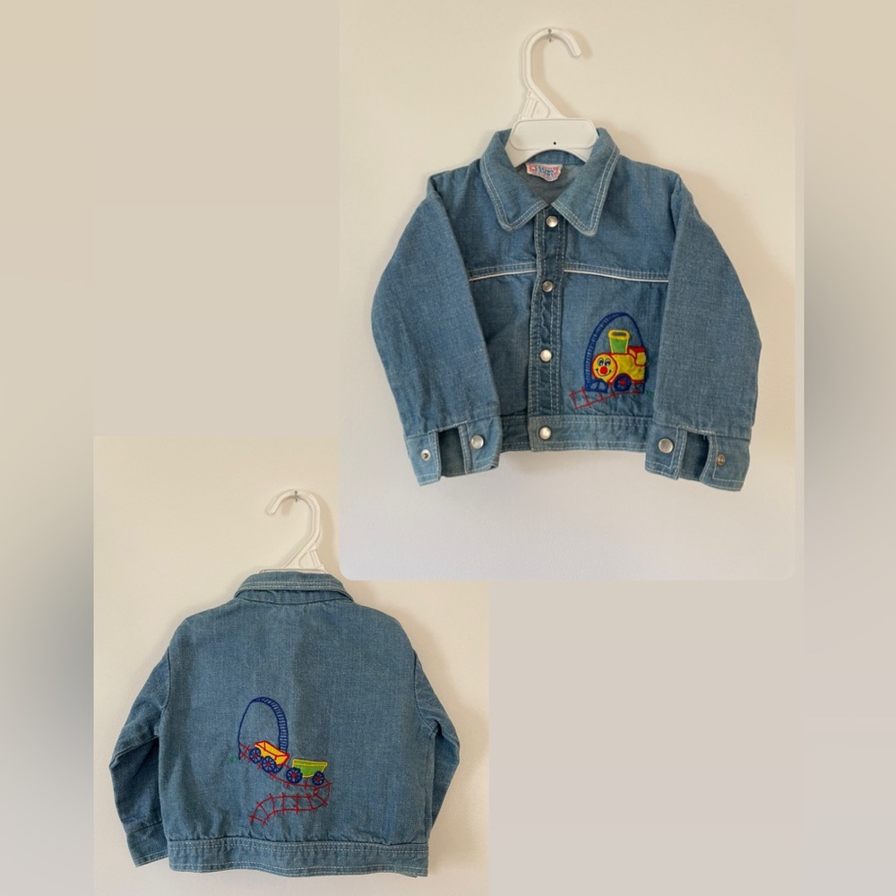 Catton Candy Vintage Denim Jacket with Train Embroidery